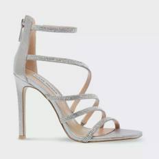 Steve Madden, Skor, Dam, 38 EU, Silver Str Högklackade Sandaler - gray (38 EU)