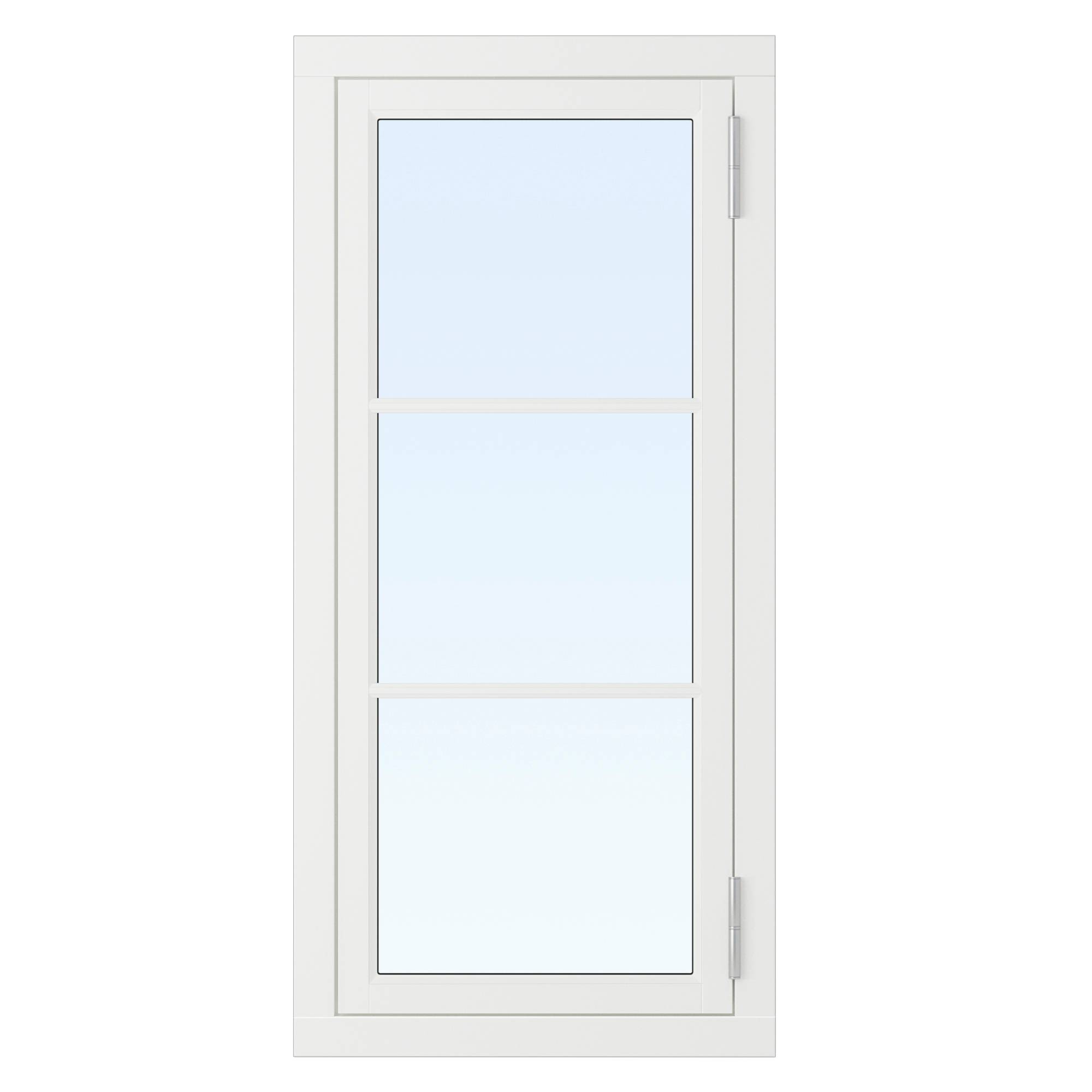 Kulturfönster 1:luft - trä - målat 5x5 Vänsterhängd Frostat glas Svart Spaltventil vit