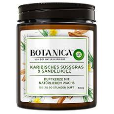 Botanica by Air Wick Duftkerze – Duft: Süßgras & Sandelholz – Nachhaltig hergestellt mit natürlichen Inhaltsstoffen – 500 g Kerze im Glas, 3185467, Braun