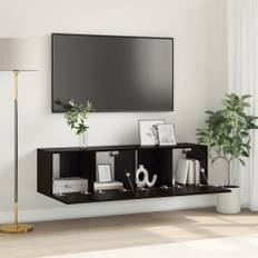 TV-bänksystem Svart ek Konstruerat trä Liten TV-bänk