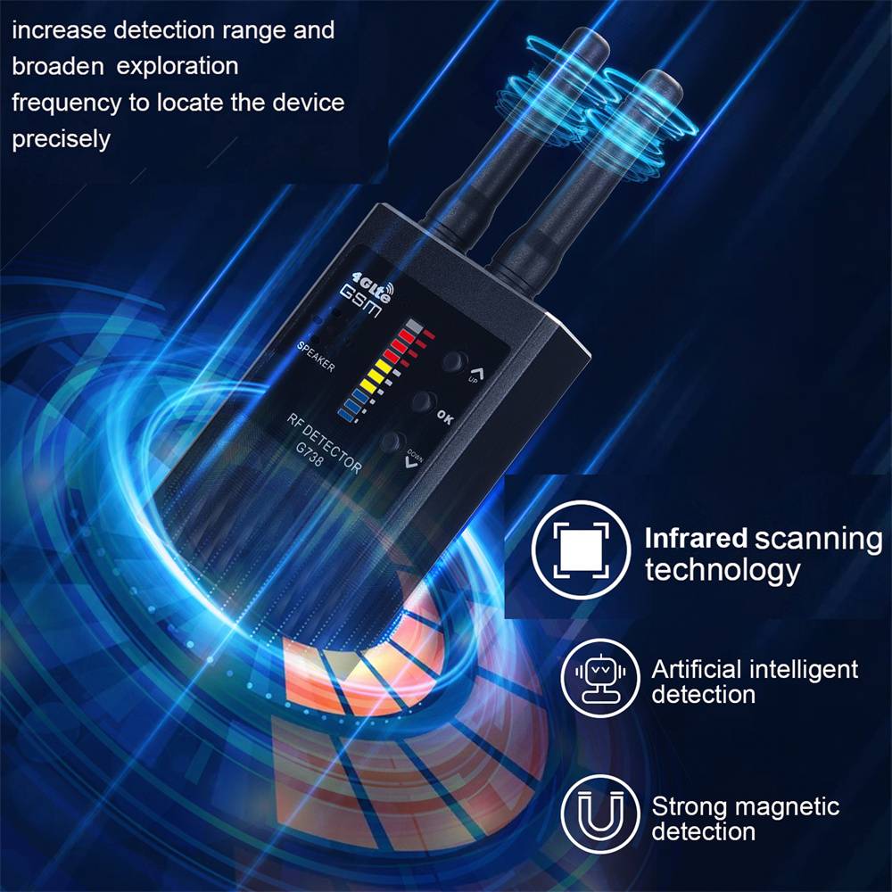 G638 Professional Anti Spy Wireless RF Signal Detector Bug GSM GPS Tracker Finder Hidden Camera IR Eavesdropping Devices Scanner