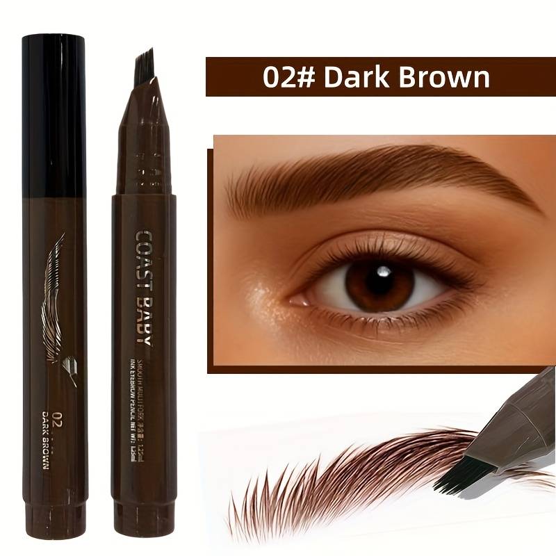 TEMU Eyebrow Pencils For Women, Liquid Microbading Eyebrow Pen With Square Angled Brush & Precision Tip – Natural Hair-like , Waterproof, & Long-lasting, (brown)