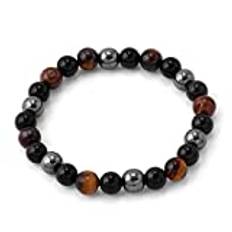 Yoga Tiger Eye Hematite Black Obsidian 8mm Stone Armband-svart brun