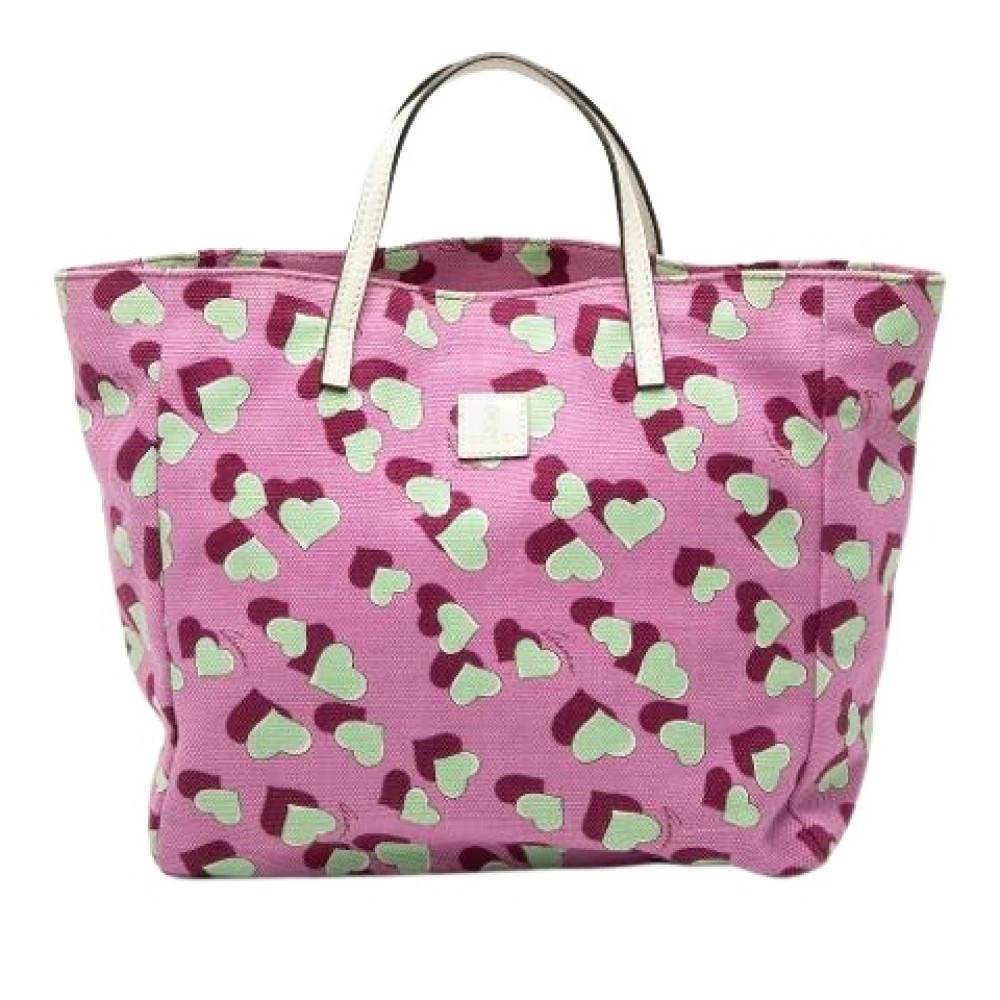 Gucci Vintage Pre-owned Printed Canvas Tote - Vintage - Dame - Lyserød - ONE SIZE - Læder