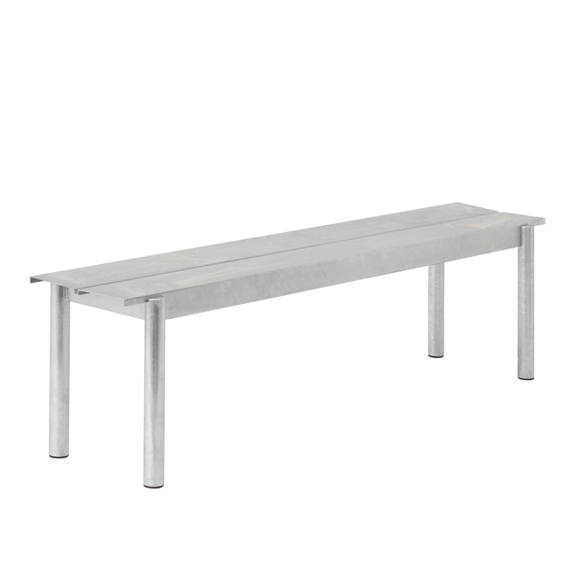 Muuto - Linear steel bench 170x34cm warm galvanized steel - Havebænke - Thomas Bentzen - Sølv - Metal