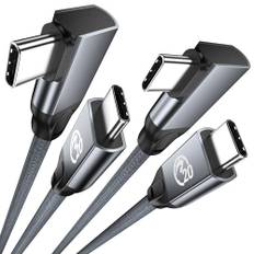 USB C till USB C-kabel 100W 3M(2-pack),UseBean rätvinkel USB 3.2 Gen2x2 20Gbps Dataöverföring & PD Snabbladdning,4K60Hz Video Type-C-sladd,för Thunderbolt 3/4,MacBook Mac,iPad Air/Pro/Mini,LG