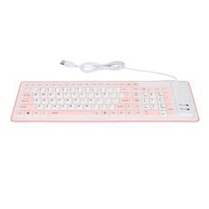 Foldable Silicone Keyboard 103 Keys USB Wired Silicon Foldable Waterproof Mute Fadeless Foldable rosa