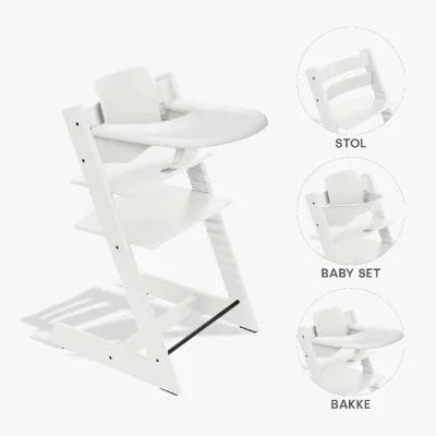 Tripp Trapp® Højstol Hvid+ Babyset Hvid + Bakke Hvid