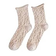 Japanska damstrumpor med rullad kant, storlek L, Beige, one size
