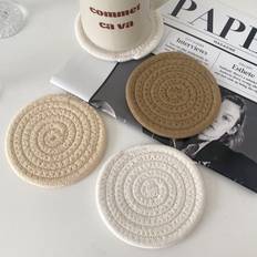 Simple Cotton Braid Coaster Handmade Cup Cushion Bohemia Style Non-slip Cup Mat Decoration Bedroom Home Decor