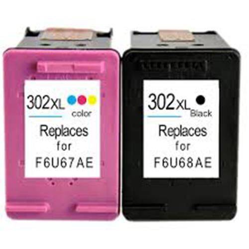 Pack de 2 cartouches 302 XL Black & Color pour HP Officejet 3830 3832 4650 + un surligneur PLEIN D'ENCRE