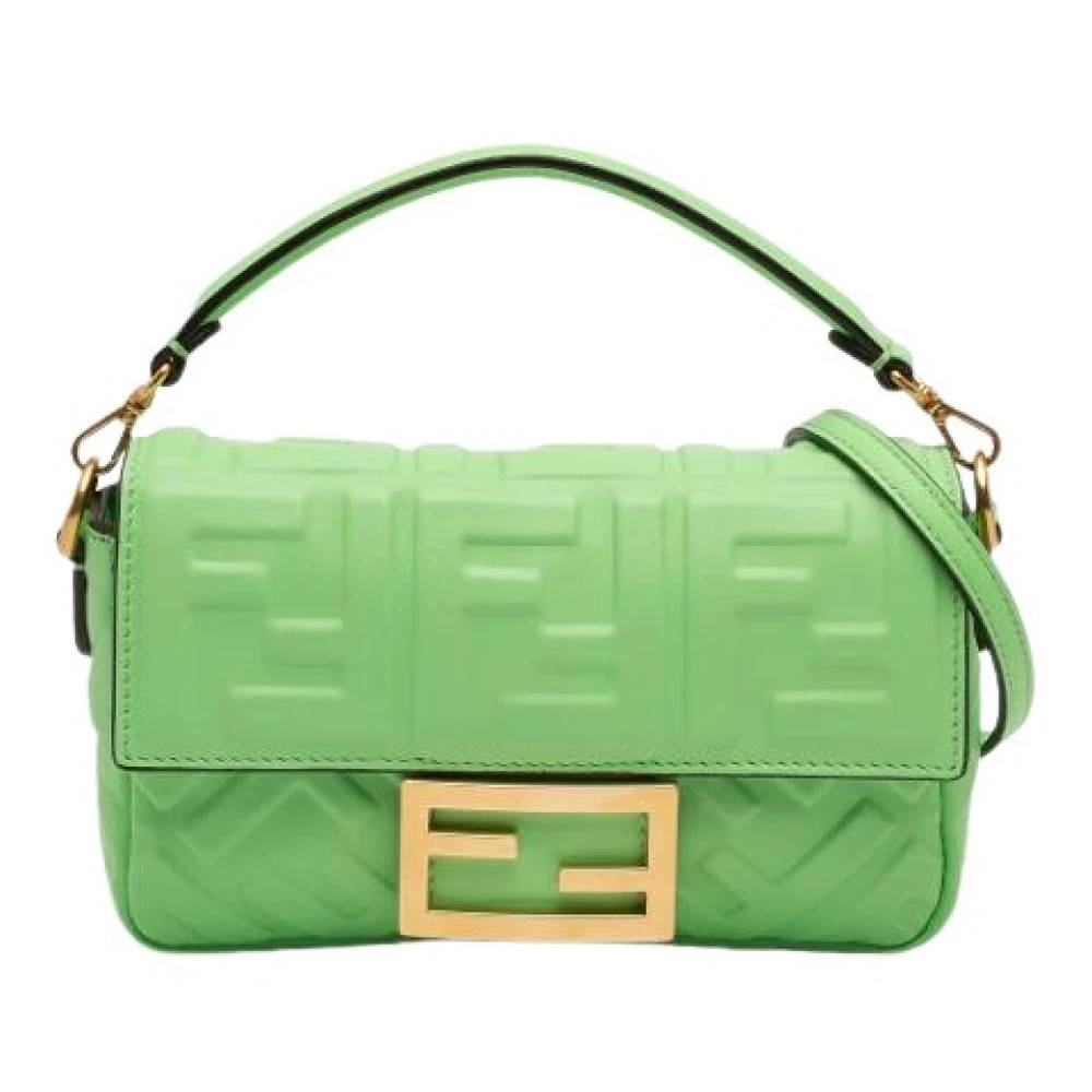 Fendi Vintage Pre-owned Baguette Satchel - Vintage - Dame - Grøn - ONE SIZE - Uld