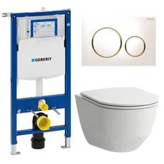 Toiletpakke Laufen Pro m/softclose sæde, Geberit Sigma cisterne, hvid/messing trykplade
