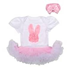 Lito Angels Först Födelsedag påsk kläder för Baby Flickor Småbarn Kanin Rabbit Kroppsdräkt Sparkbyxor Spädbarn Onesie Tutukjol Klänning med Pilbåge Pannband Ålder 12-18 månader Rosa