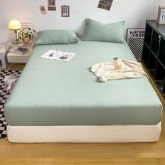 1 st mjukt enfärgat dra-på-lakan - Något djupare madrasskydd med ficka (38 cm / 15 tum djupt) - Djupt modernt madrassöverdrag och sängskydd för alla s - Grön (Multi-size)