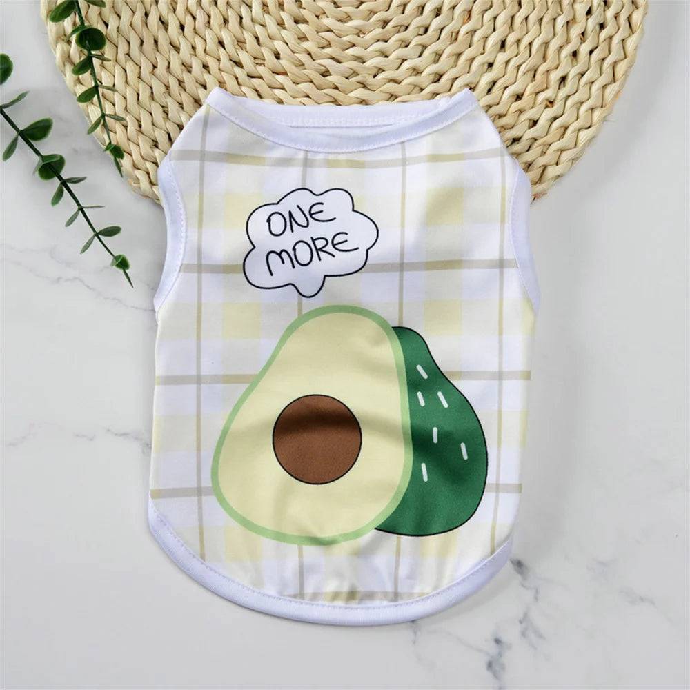 Cartoon Print Sleeveless Vest for Small Dogs & Cats - Avocado / XS-suit 0.6-1kg / SPC (XS-suit 0.6-1kg)