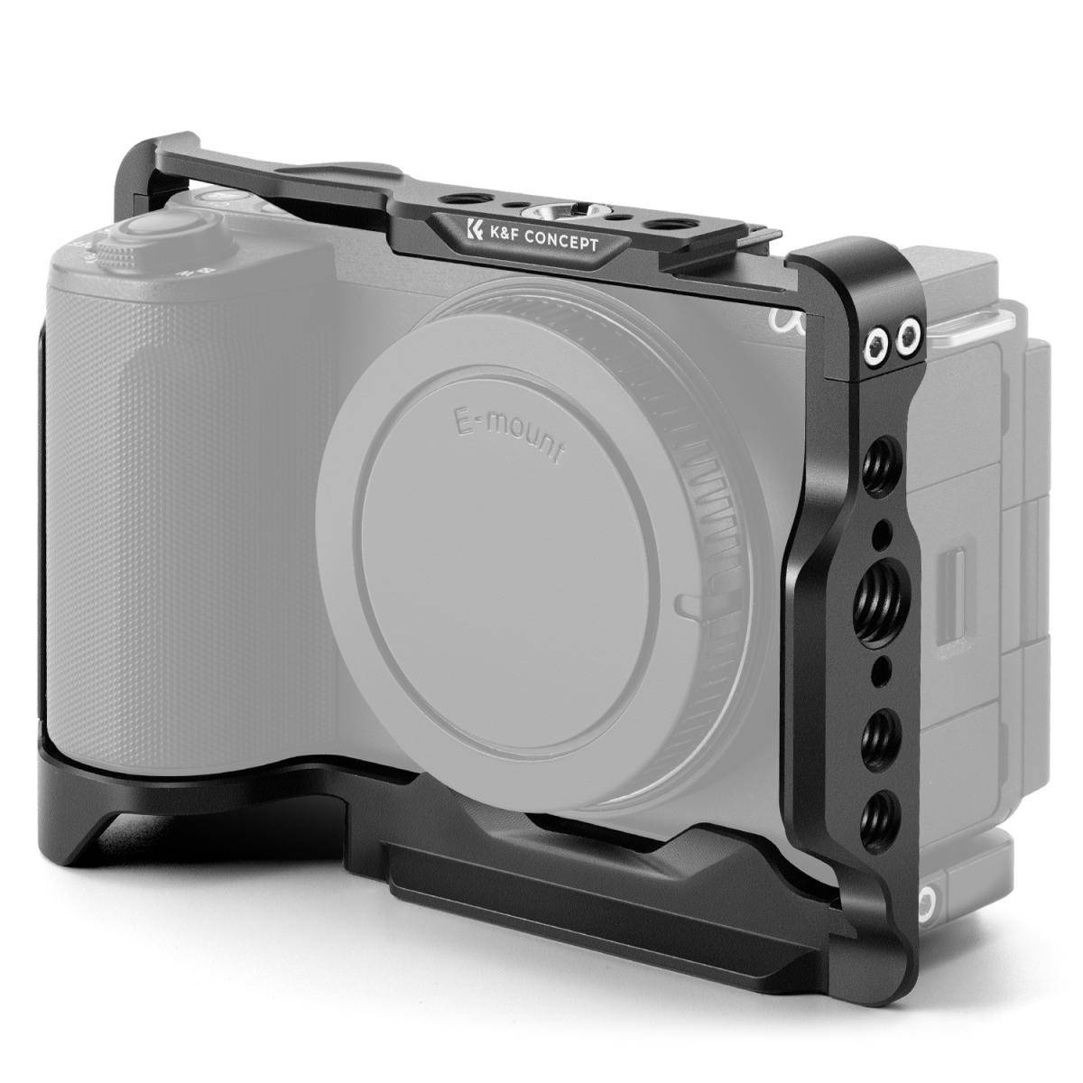 KENTFAITH Full Camera Cage for Sony ZV-E10 II, Lightweight Aluminum Video Rig with Arca-Swiss Quick Release Base & Cold Shoe Mount