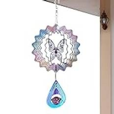 Butterfly Wind Spinner, Butterfly Wind Chimes - Fjärilsvindfångare skulpturer med bollspiral svans | 5,91 vindfångare i rostfritt stål för utomhus, trädgård, uteplats, gård, utomhus