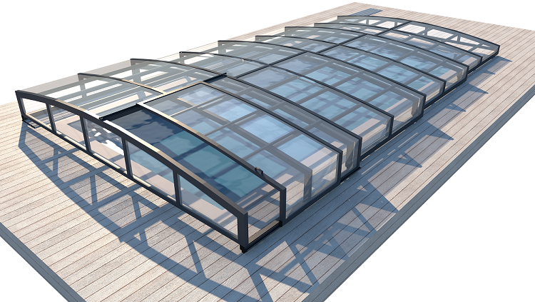 Pooltak Oslo Enkel skena 6,47 x 3,18 x 0,59 m Klarglas Antracit
