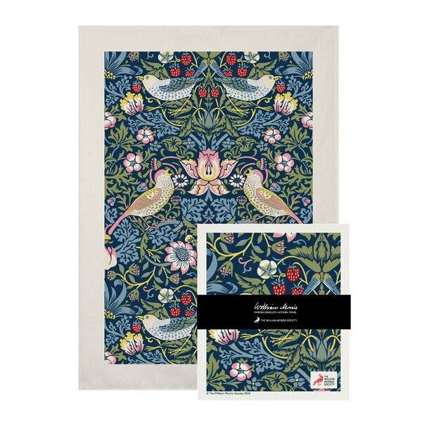 Citronelles - William Morris set kökshandduk & disktrasa Strawberry thief