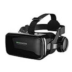 FIYAPOO VR-headset med hörlurar, virtual reality headset, 3D VR glasögon för 3D-filmer, TV-spel, kompatibel med 4,7-6,6 tum iPhone och,Android-smarttelefoner