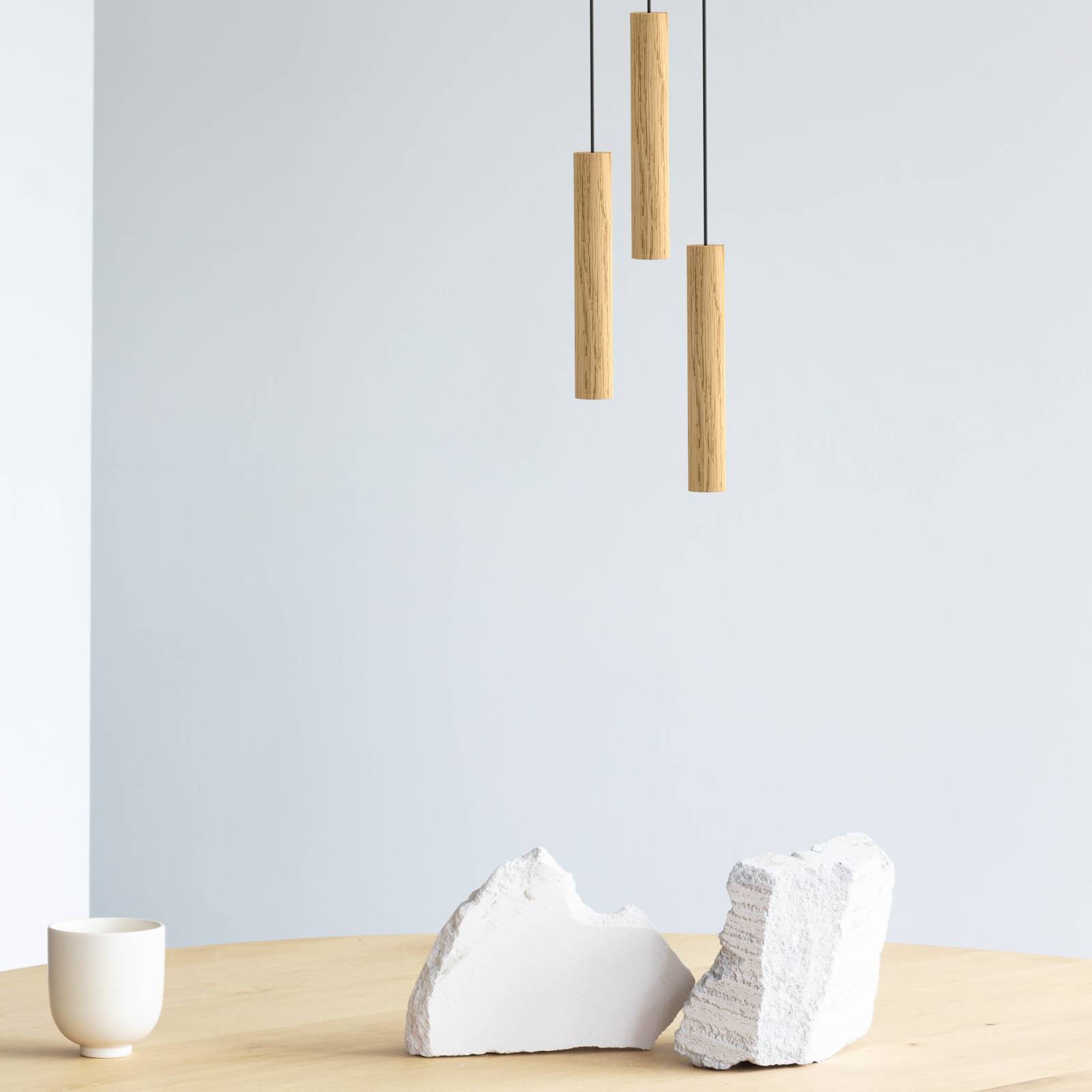 UMAGE Hänglampa Chimes Cluster 3, Ljust trä, Vardagsrum / matsal, Design, Pendellampa