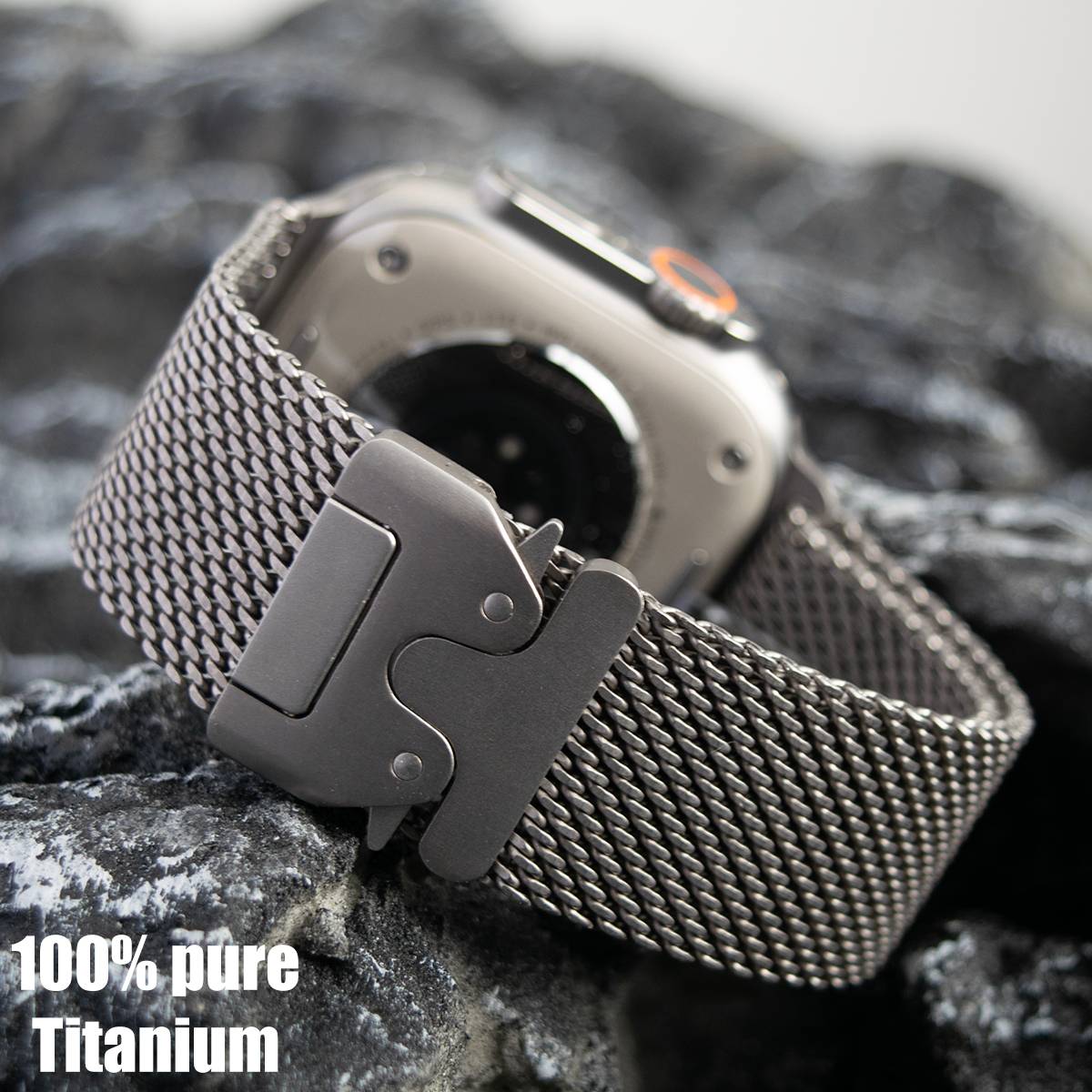 Titanium Band for Apple Watch Ultra 3/2 49mm IWatch Series 11 10 9 8 7 6 Natural Titanium Milanese Loop Strap Parachute Buckle