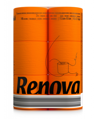 Orange Toalettpapper, 12 st 6-pack