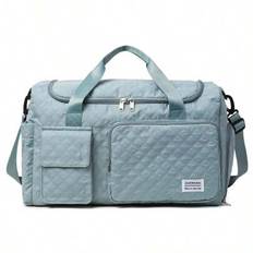 1pc New Large Capacity Travel Bag, Short Trip Luggage Bag, Leopard Print Gym Bag, Sports Style Casual Women Tote Bag, Suitable For Maternity, Postpart - Blue