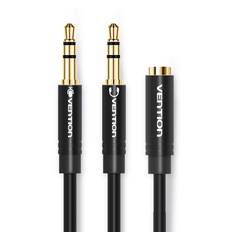 Vention Splitter Headset 3,5 mm Hona till 2 Hane 3,5 mm Mic Y Splitter Headset till PC Adapter 30cm 60cm 1m 1,5m 30cm svart