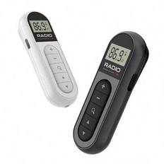 1 st FM bärbar radio, hästkapplöpning sport halsklämma, miniuppladdningsbar fickradio med digital inställning för optimal mottagning, LCD-skärm, bälte - Multifärgad (Svart,Vit)