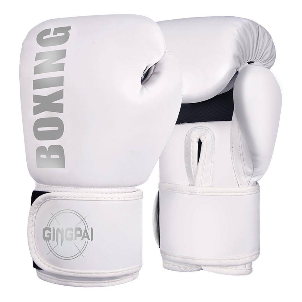 Kickboxning träningshandskar PU boxningshandskar Boksäckshandskar för vuxna barn vit/silver