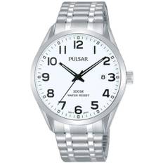 Pulsar Classic Quartz White Dial Silver Stainless Steel Bracelet Men's Watch PS9559X1