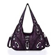 angel kiss hobo-axelväska dam, med handtag, i mjukt PU-läder, slitstark handväska med många fack, stor väska för kvinnor, 29cm x 13cm x 21cm