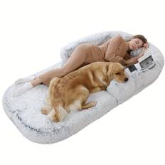 Foldable Plush Orthopedic 180X115X25CM Human Dog Bed - Washable Dog Beds for Large Dogs and People - Grey 180X115X25cm grå
