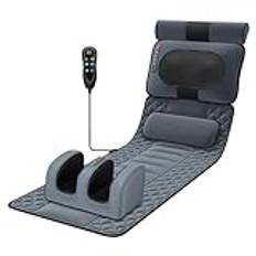 SJHDHDA Helkroppsmassage matta med värme, 9 växelmassage-/3 tidlägen shiatsu massagedyna för rygg nacke ländrygg ben fot, fotmassager hela kroppen vibration massagedyna i stor utsträckning