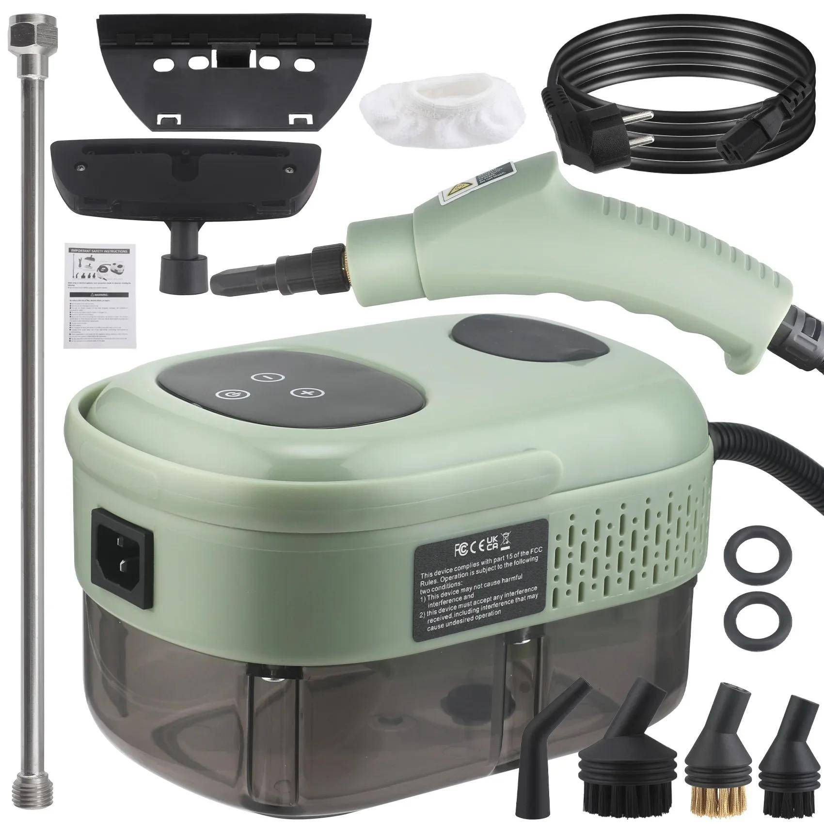 Multi-function Portable Steam Cleaner High Temperature Sterilization Disinfection Interior Steam Cleaner for Floor Kitchen Car US&Other grön