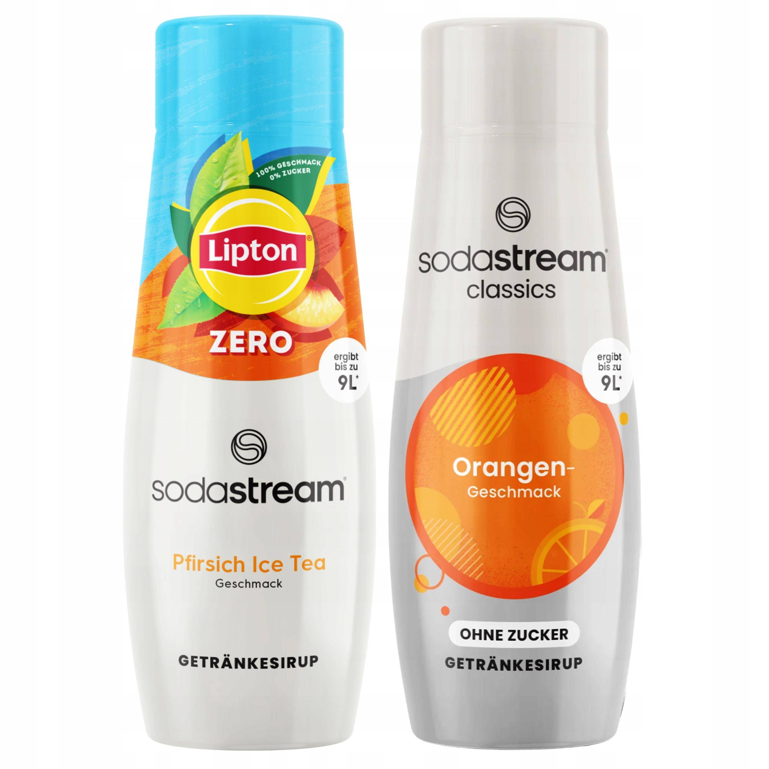 2x Lipton Ice Tea Peach Zero Sugar Free SodaStream Syrup + Orange Zero