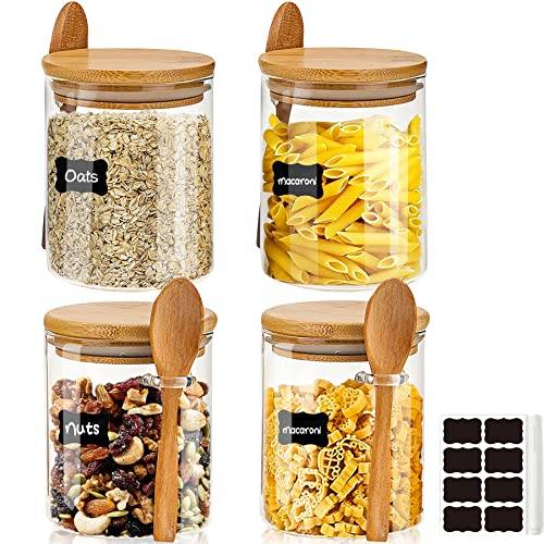 Wholede Vorratsgläser mit Deckel und Löffel, 2er Set 540ml Overnight Oats Gläser, Vorratsdosen Glas, Glasbehälter, Meal Prep, Joghurtgläser für Küche Lebensmittelaufbewahrung