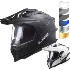 LS2 MX701 Explorer Solid Dual Sport Motorcycle Helmet & Visor - White / 63-64cm | XXL / No Additional Visor