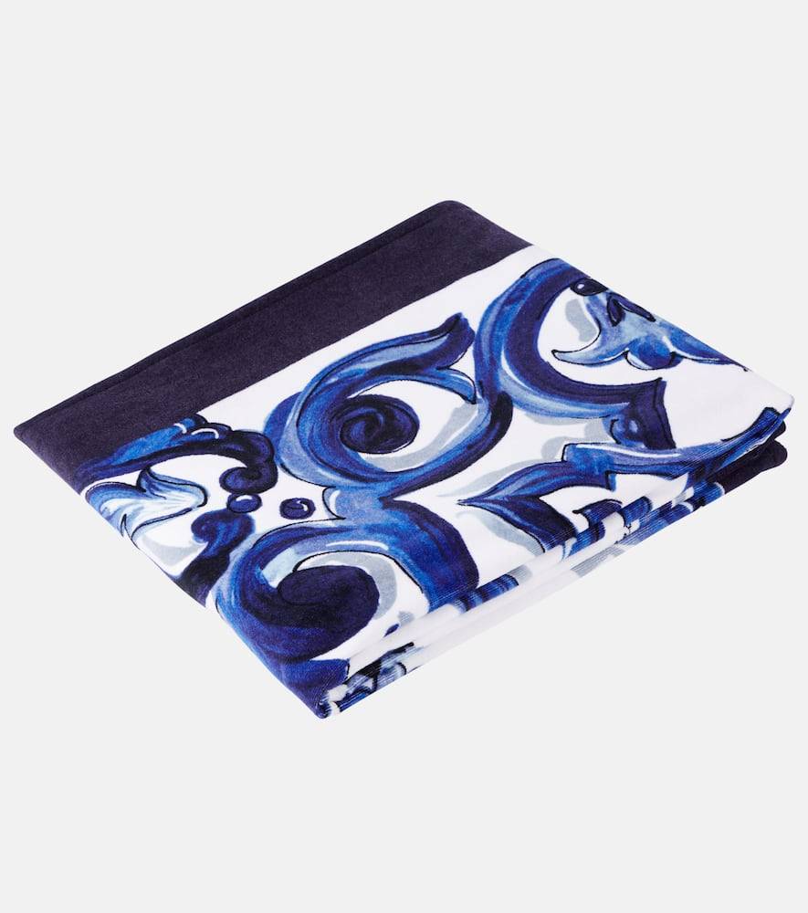 Dolce&Gabbana Casa Majolica cotton terry beach towel - blue - One Size