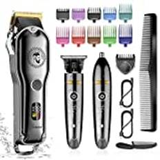 Hatteker hårklippare trådlös hårtrimmer barberare klippare T-blad trimmer skäggtrimmer nästrimmer hårklippning grooming kit professionell IPX7 vattentät