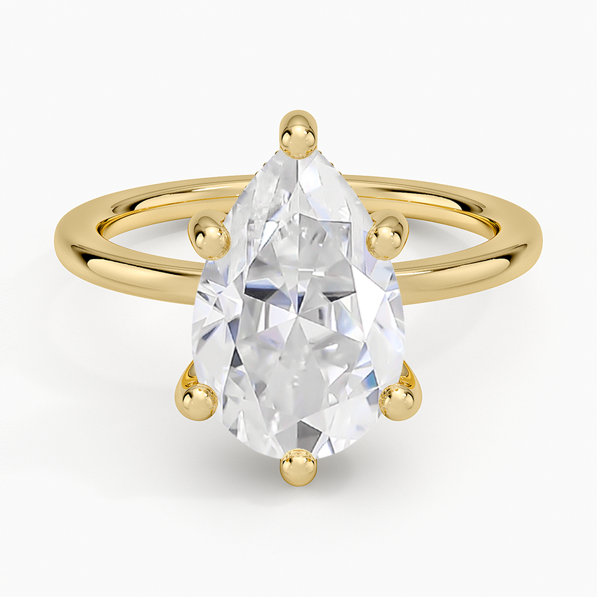 14K Yellow Gold Moissanite Sydney Perfect Fit Hidden Halo Six-Prong Diamond Ring