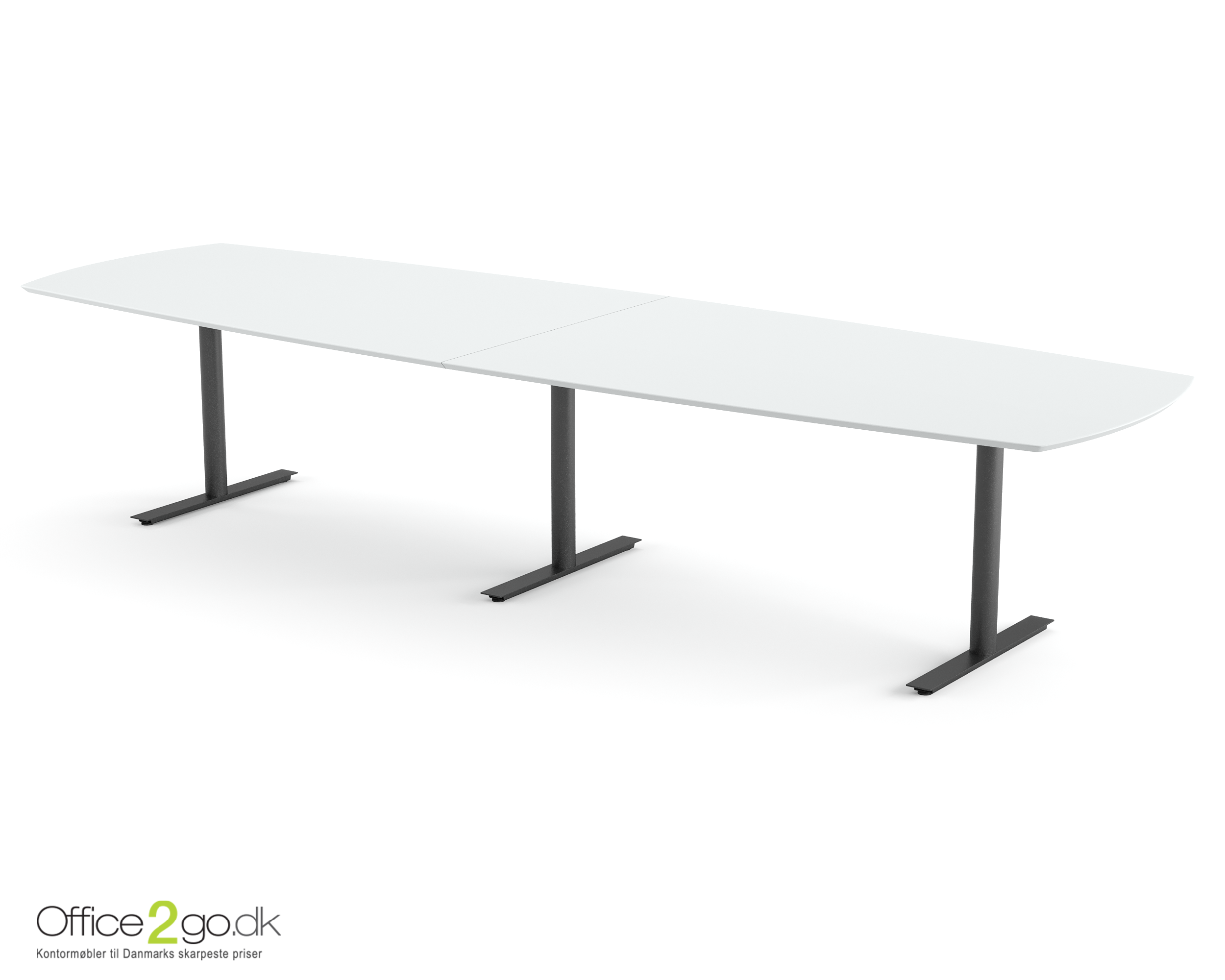 Inline mødebord (tøndeformet bordplade) - 360 cm - Sort