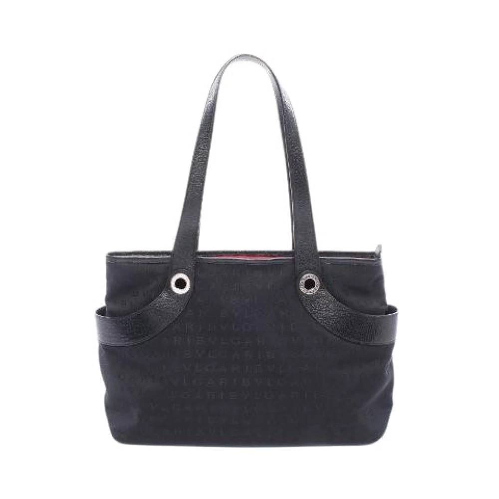 Bvlgari Vintage Pre-owned Logo Mania Canvas Leather Tote Bag - Vintage - Dame - Sort - ONE SIZE - Uld
