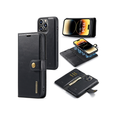 iPhone 15 Pro Max - DG.MING™ Vintage 2-In-1 Læder Etui M. Cover - Sort
