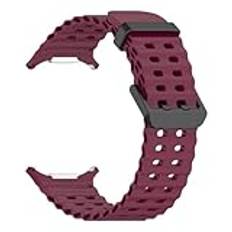 Marine Band passform for Samsung Galaxy Watch Ultra 47mm tillbehör klockband silikon sportarmband correa passform for Galaxy Watch 7 47 mm Rem(Wine red)