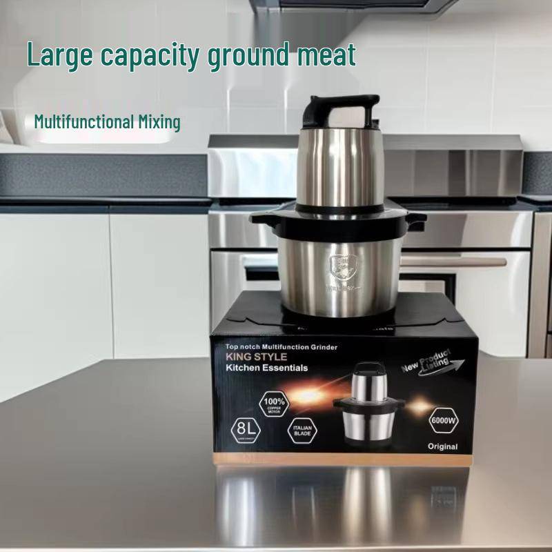 8L Multifunktionell Köttkvarn & Grönsaksmixer i Rostfritt Stål - Vitlökskvarn gray