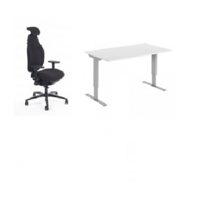 Komplett arbetsplats /EL- drivet höj & sänkbart skrivbord + Arbetsstol Anna (160x80cm)