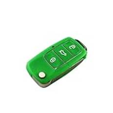 Skyddsfodral Bilnyckel Flip Car Key Shell För Jetta För Golf För Passat För Beetle Polo Bora 3 Knappar Vikbar Fjärrkontroll Fodral Ersättningsskydd Fjärrnyckelskal(Green)